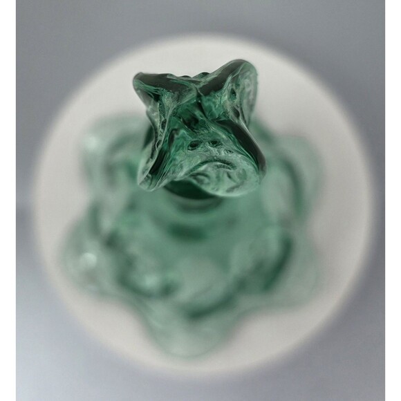 FENTON Glass Sea Mist Green Bell Paisley Swirl Ruffled Edge 7" Collectible Vtg - Picture 6 of 14